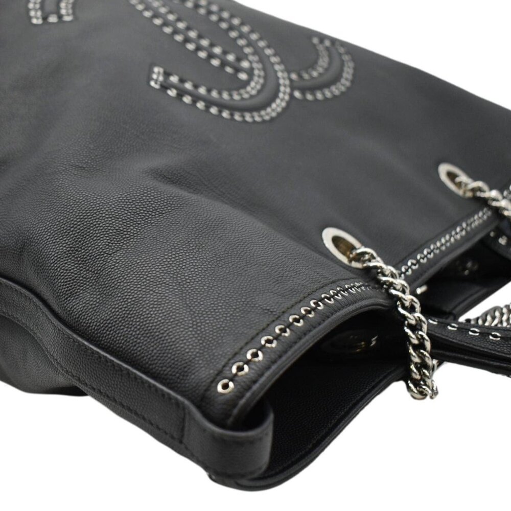 CHANEL  Coco Eyelets Large Leather Shopping Tote Shoulder Black - Picture 5 of 16